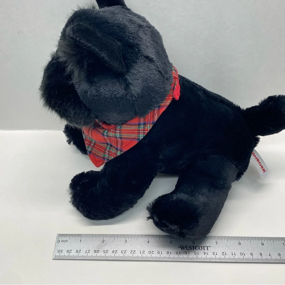 Aurora Scottish Terrier Scottie Dog Plush Black Plaid Bandana Stuffed Animal Toy
